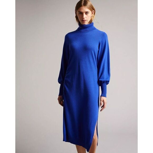 NEW Ted Baker Aavvaa Long Sleeve Wool Blend Bright Blue Sweater Dress 2 US 6 - Picture 7 of 7